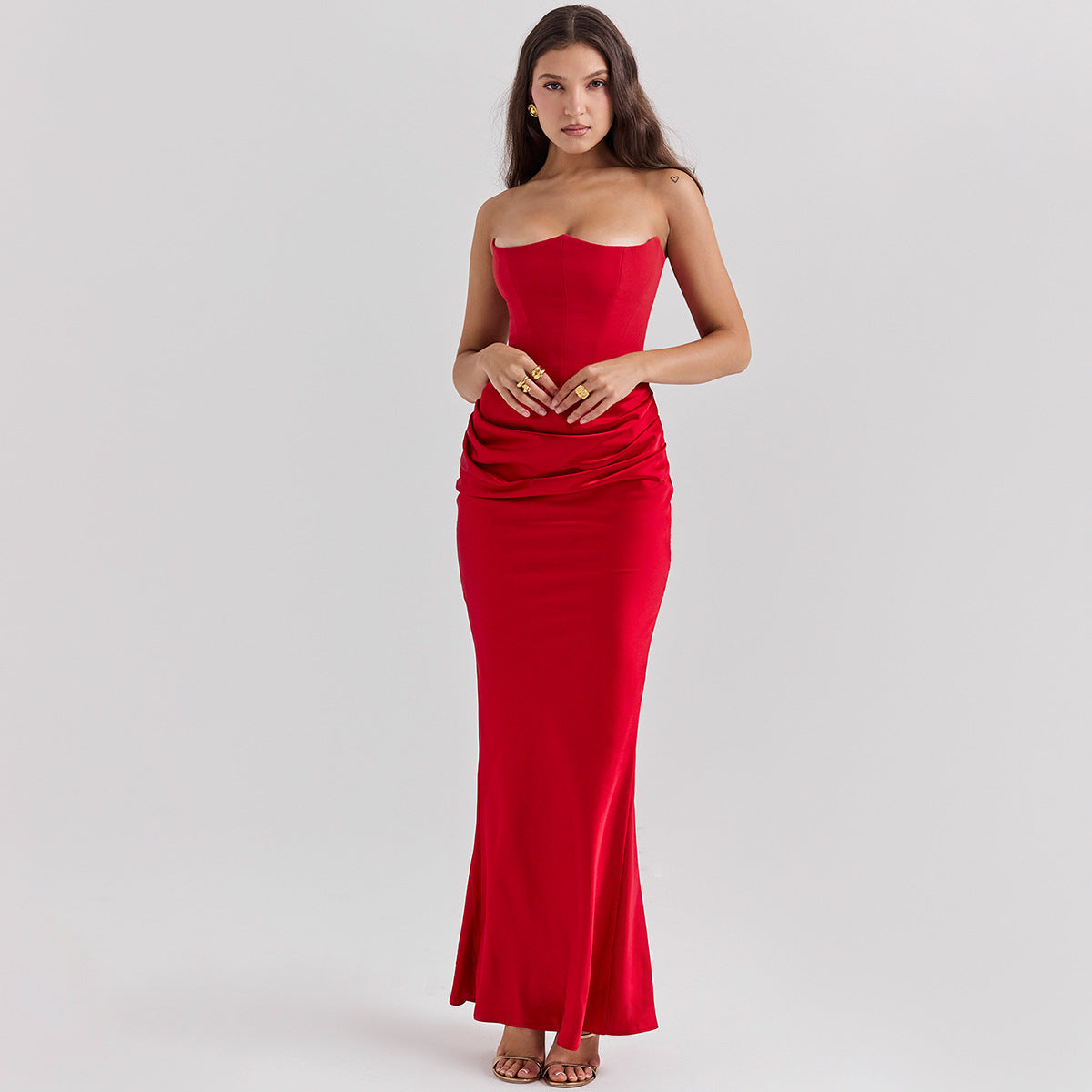 Slim Tube Top Bandeau Backless Party Evening Dress