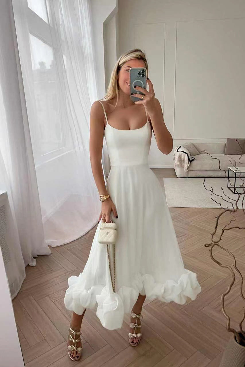 Elegant A-Line Maxi Dress with Floral Detail