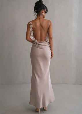 Women's Flower Design Backless Sling Dress
