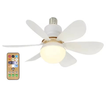 LED Ceiling Fan Light E27 – 6-Blade with Remote Control