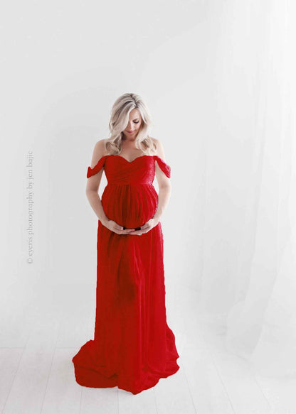Maternity Photo Dress Front  Mopping Foor Long Skirt Dress