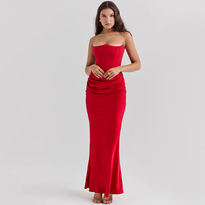 Slim Tube Top Bandeau Backless Party Evening Dress