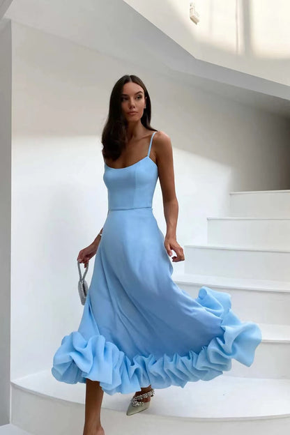Elegant A-Line Maxi Dress with Floral Detail