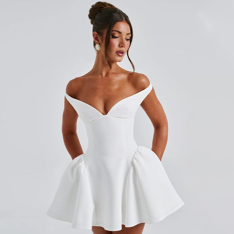 Women's Fashion Personality Solid Color Slim Fit Dress