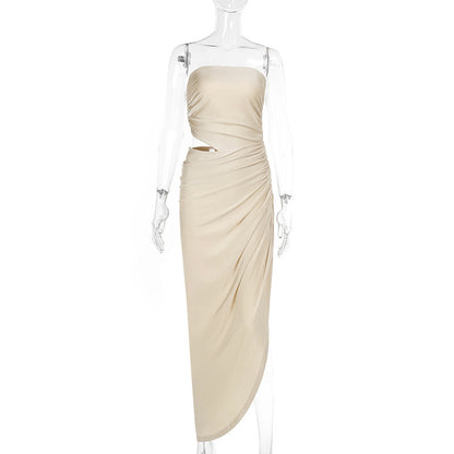 Elegant, Figure-flattering Strapless Pleated Dress