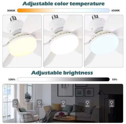 LED Ceiling Fan Light E27 – 6-Blade with Remote Control
