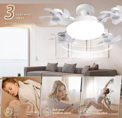LED Ceiling Fan Light E27 – 6-Blade with Remote Control