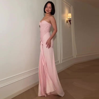 Womens Stylish And Sexy Strapless Waist-cinching Dress