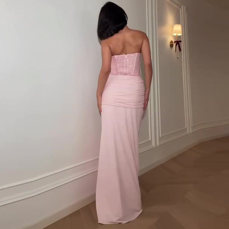 Womens Stylish And Sexy Strapless Waist-cinching Dress