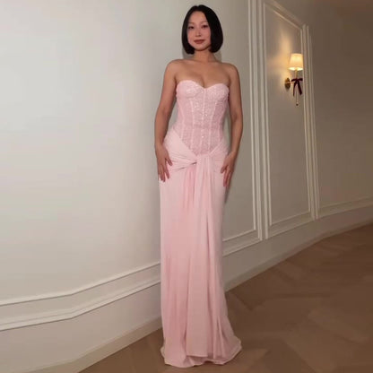 Womens Stylish And Sexy Strapless Waist-cinching Dress