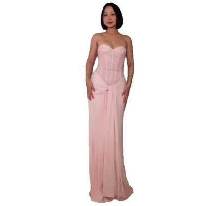 Womens Stylish And Sexy Strapless Waist-cinching Dress