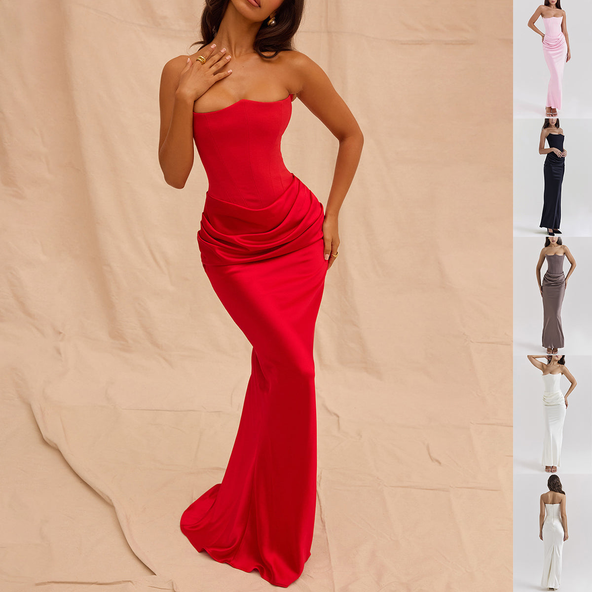 Slim Tube Top Bandeau Backless Party Evening Dress