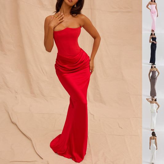 Slim Tube Top Bandeau Backless Party Evening Dress