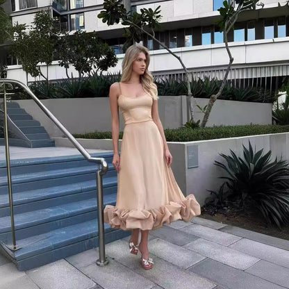 Elegant A-Line Maxi Dress with Floral Detail