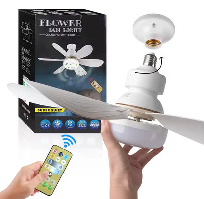 LED Ceiling Fan Light E27 – 6-Blade with Remote Control