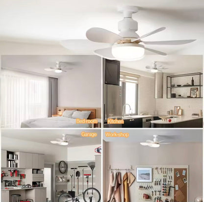 LED Ceiling Fan Light E27 – 6-Blade with Remote Control